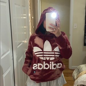 Maroon Bleached Adidas Hoodie